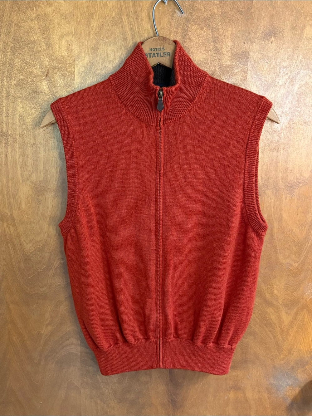 Brooks Brothers Red 100% Italian Merino Wool Funnel Neck Zip Up Sweater Vest